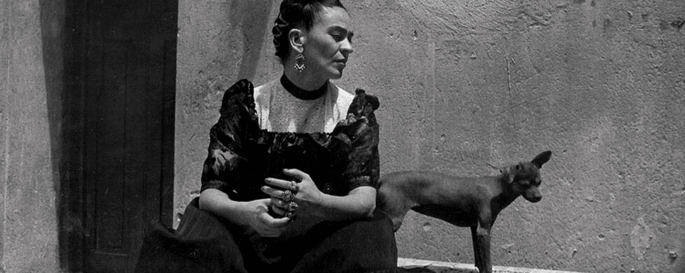 black and white photograph of frida kahlo